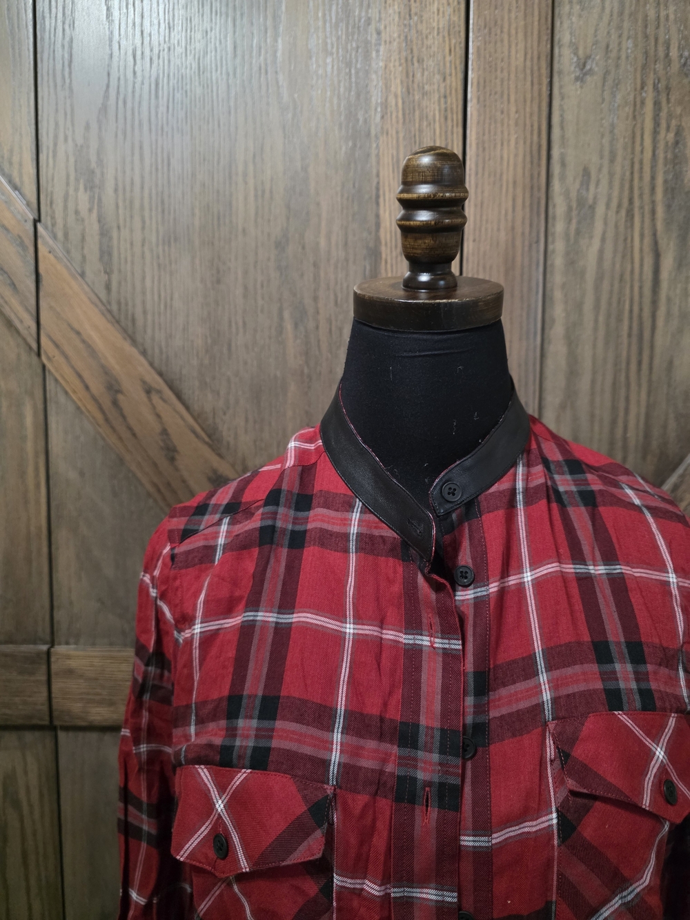 Vince Red Plaid Button-Down Shirt - Picture 2 of 4